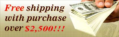  Free Shipping over $2,500 