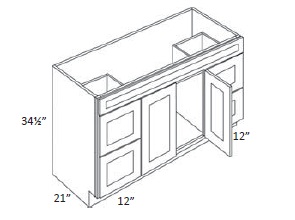 Double Door and Four Drawer Sink Base Vanity