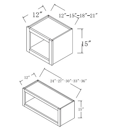 Glass Door Finished Interior Wall Cabinet - 15''H