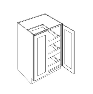 Full Height Double Door Triple Rollout Shelf Base