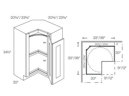 Easy Reach (w/ Lazy Susan) Corner Base Cabinet