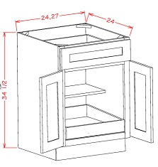 Double Door Single Rollout Shelf Base