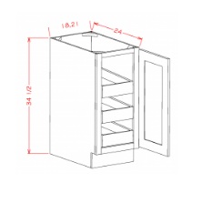 Full Height Single Door Triple Rollout Shelf Base