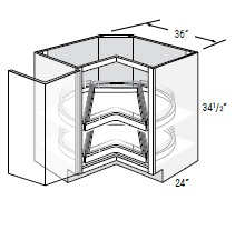 Square Corner Base Cabinet (2 Lazy Susans w/ Drawe