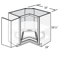 Square Corner Base (1 Lazy Susan w/ Bottom Dwr)