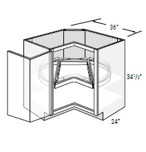 Square Corner Base (1 Lazy Susan w/ Top Dwr)