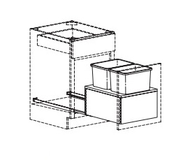 Double Trash Can Pull-Out (Wood Base & Full Extn)