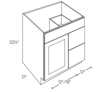 Single Door and Drawer Sink Base Vanity