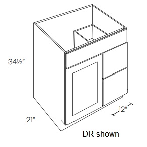 Single Door and Double Drawer Sink Base Vanity