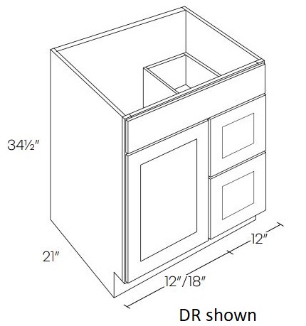 Single Door and Double Drawer Sink Base Vanity