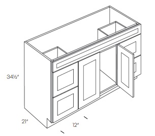 Double Door and Four Drawer Sink Base Vanity