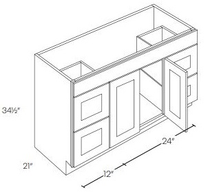 Double Door and Four Drawers Sink Base Vanity