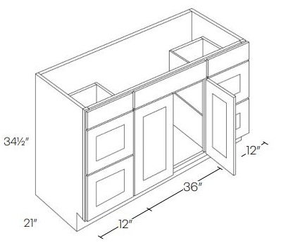 Double Door and Six Drawers Vanity Base