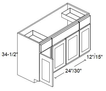 Four Doors and Two Drawers Vanity Base