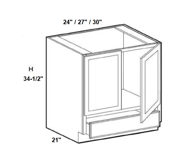 Double door Vanity base w/ Bottom Drawer