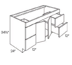 Double Door and Four Drawer Sink Base Vanity