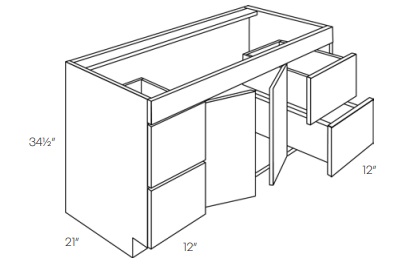 Double Door and Four Drawer Sink Base Vanity