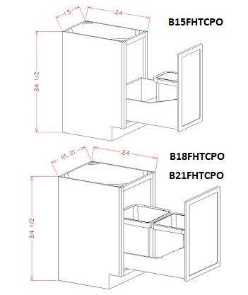 Full Height Waste Basket Base Cabinet