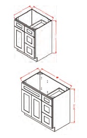 Vanity Combo Base - Drawers Right